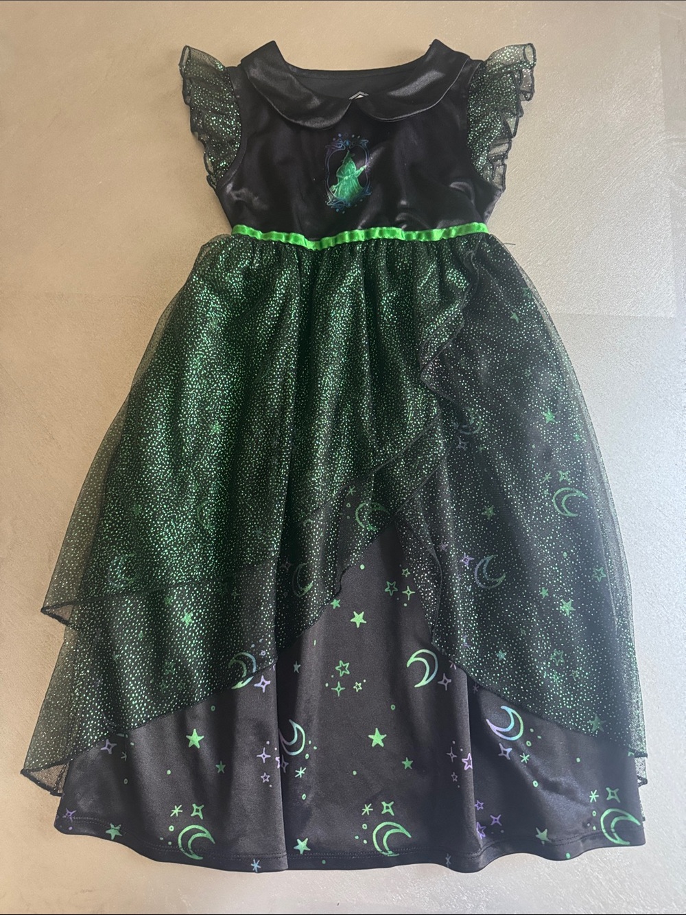 Green and Black Sparkle Witch Nightgown for Kids